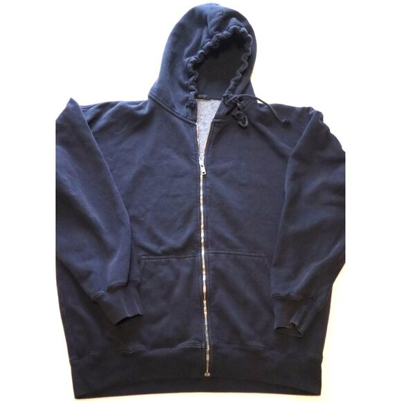 John Galt Brandy Melville Navy Zip Hoodie Full Zip One Size Fleece Y2K - Picture 1 of 8